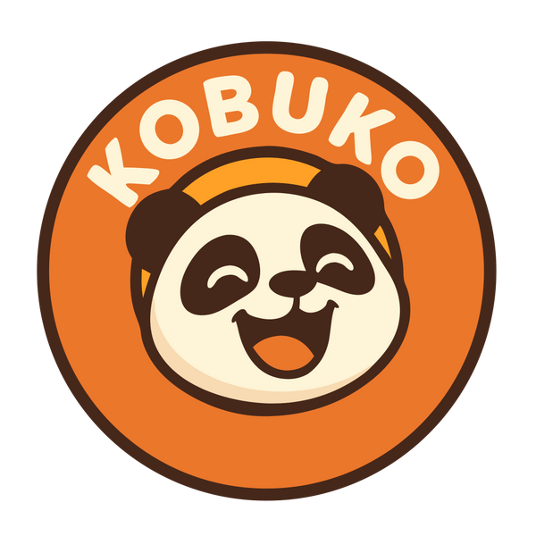 Logo of Kobuko with a panda face on an orange background